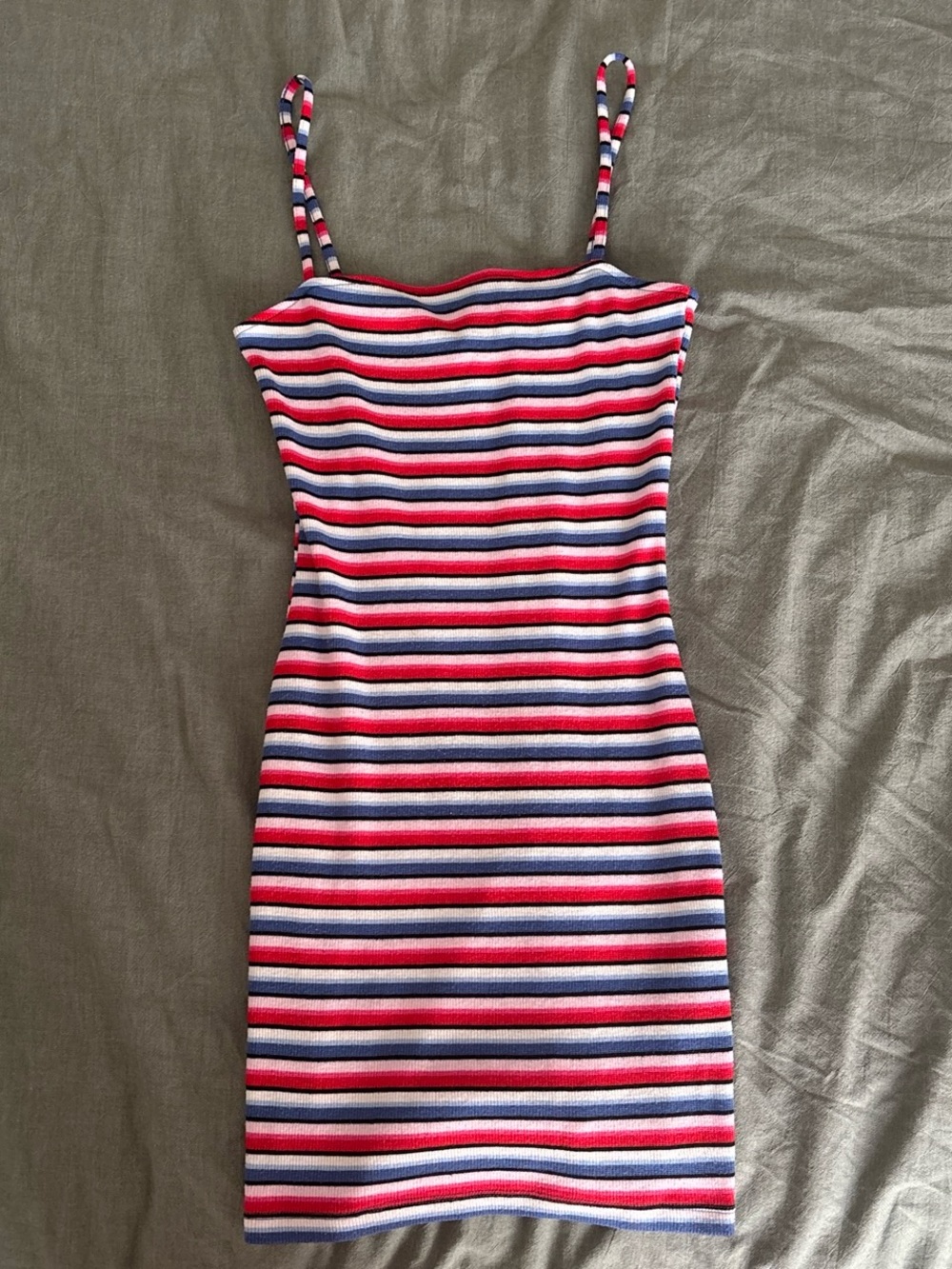 H&M Red, Blue & White Striped Spaghetti Strap Mini Dress